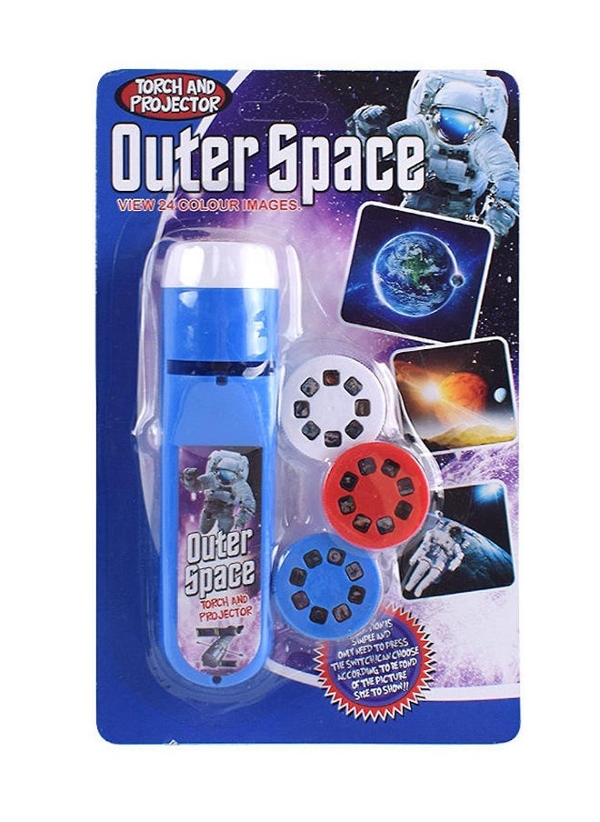 Generic - One pack blue outer space cartoon flashlight projector toy with 24 patterns suitable for educational learning gifts - Image 1