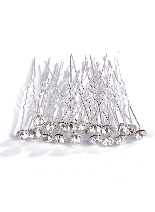AKOAK 20 Pieces Bridal Wedding Hairpin Single Drill Ushaped Hairpin Rhinediamond Hairpin Bridal Women'S And Girls' Hair Accessories For Wedding Ball Parties Special Events - Image 1