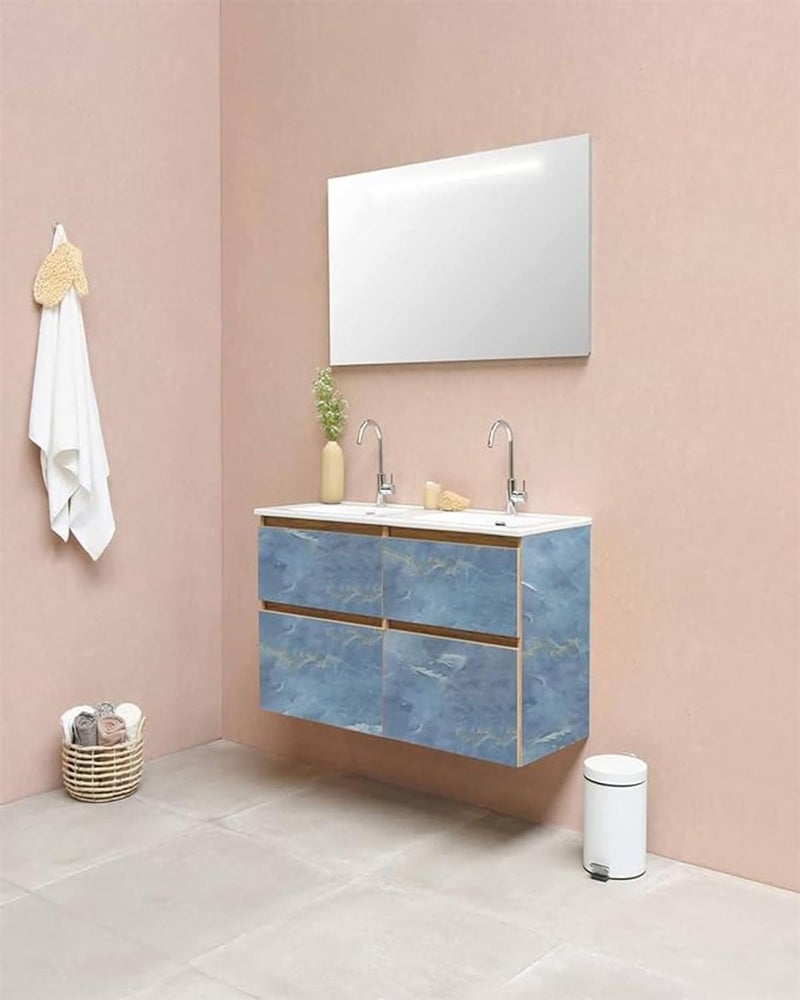 wall love Marble OilProof & Waterproof self-Adhesive Sheet Stickers Big Countertop Cabinet Furniture puja Room Kitchen,Home Sticker Wallpaper 60 x 200cm (Blue Wallpaper) - Image 2