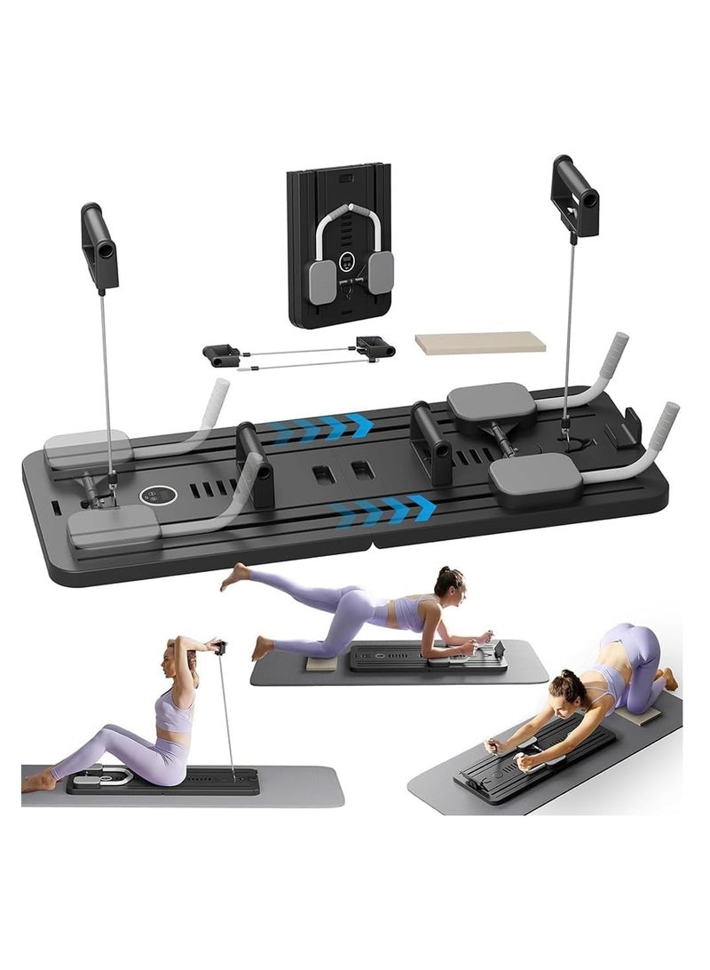 TMOHRA Pilates Board,Pilates Reformer Set, 5 in1 Pilates Reformer Machine with Timer, Multi-Purpose Foldable Pilates Reformer Board for Home, Pilates Sliding Board for Home Women Men - Image 1