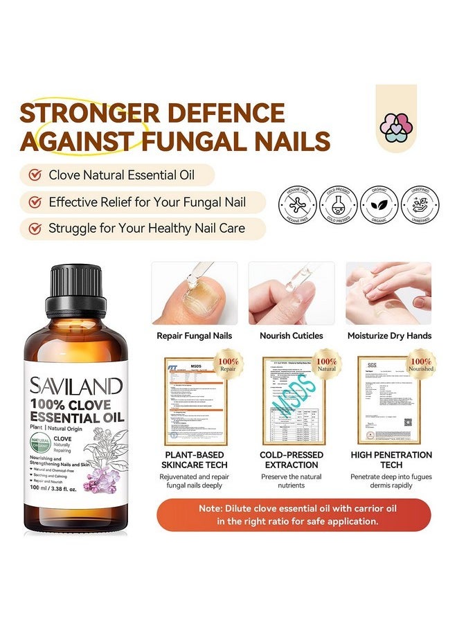 Saviland - Clove Oil For Effective Nail Toenail Fungus: 2024 Natural Clove Essential Oil 100% Pure Orangic Nail Growth Oil For Damaged Fungal Nails Toenail Renewal Cuticle Hand Foot Care Home - Image 1