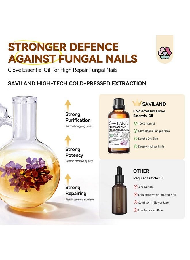 Saviland - Clove Oil For Effective Nail Toenail Fungus: 2024 Natural Clove Essential Oil 100% Pure Orangic Nail Growth Oil For Damaged Fungal Nails Toenail Renewal Cuticle Hand Foot Care Home - Image 1