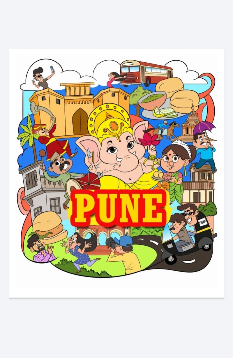 MDF India Souvenir Pune Wooden Fridge Magnet Multicolour
