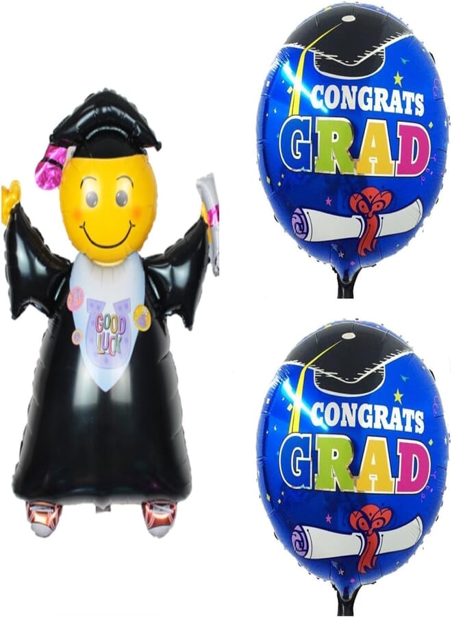 KATCHON Congrats Grad Graduation Balloons 2023 - Large 40 Inch, Foil Jumping Grad Balloons | 18 Inch, Round Congrats Balloon for Graduation Decorations 2023 | Congratulations Graduation Party Decorations 2023