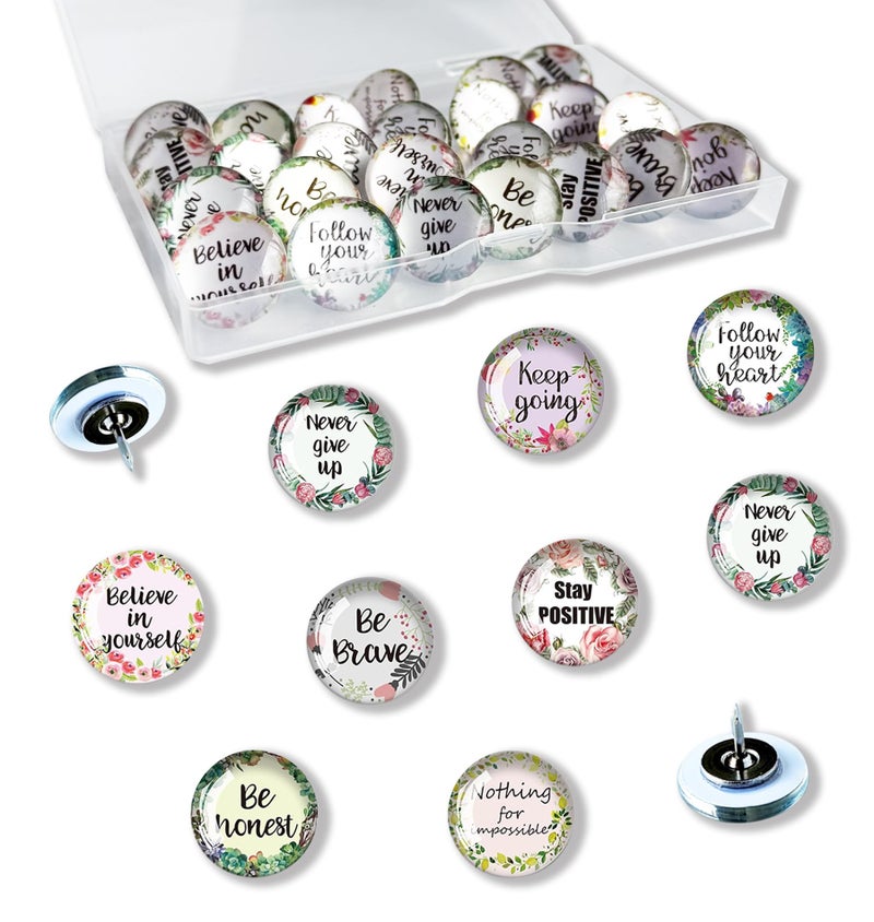 Tandarui Push Pins,Thumb Tacks,Decorative Push Pins,Cute Thumb Tacks and Pushpins for Bulletin Board, Pin Board for Cork Board,Office Decor,or Home DÃ©cor (Floral-Motivational) - Image 1