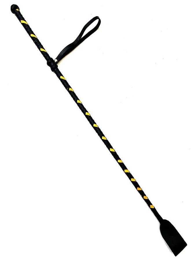 PETS TRIANGLE 27” Genuine Leather Braided Stick for Dog Training and Dog Walking Stick (Yellow) - Image 2