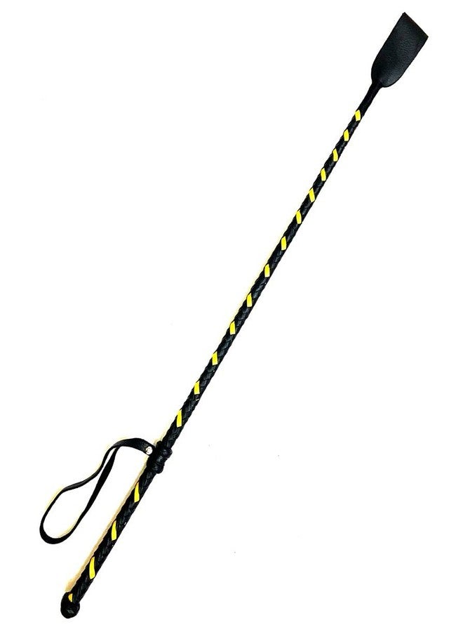 PETS TRIANGLE 27” Genuine Leather Braided Stick for Dog Training and Dog Walking Stick (Yellow) - Image 1