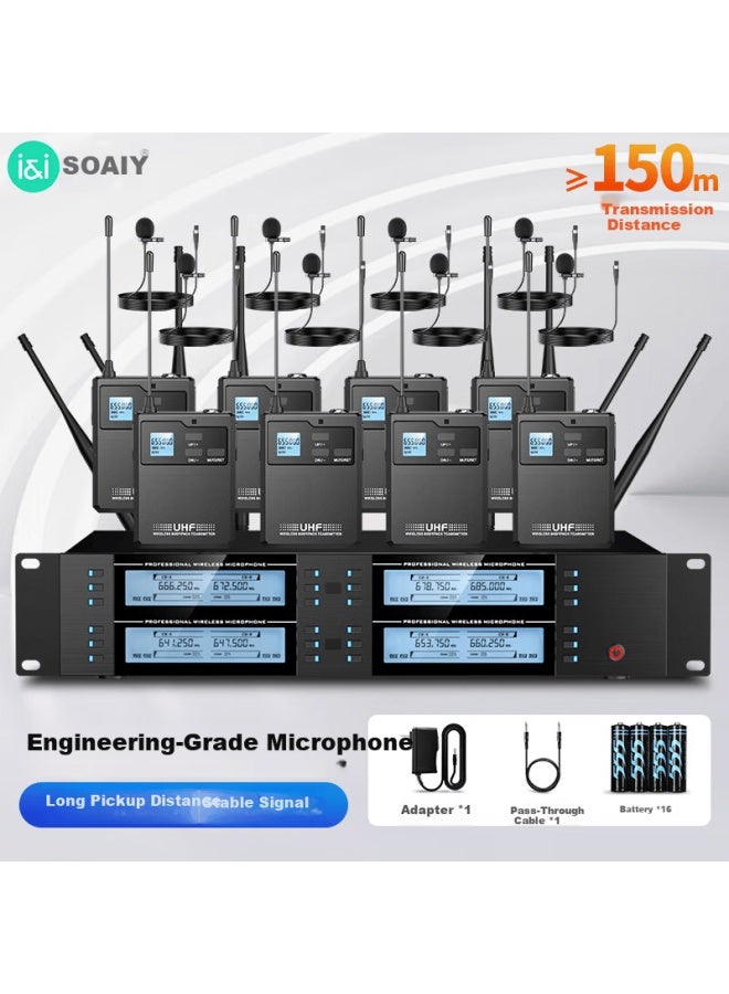 Soaiy Soaiy 8-in-1 Wireless Conference Microphone Uhf Adjustable Frequency Desktop Lavalier Waistpack Microphone For Ktv Stage Performance Speech Hosting Sa-wk16 - Image 1