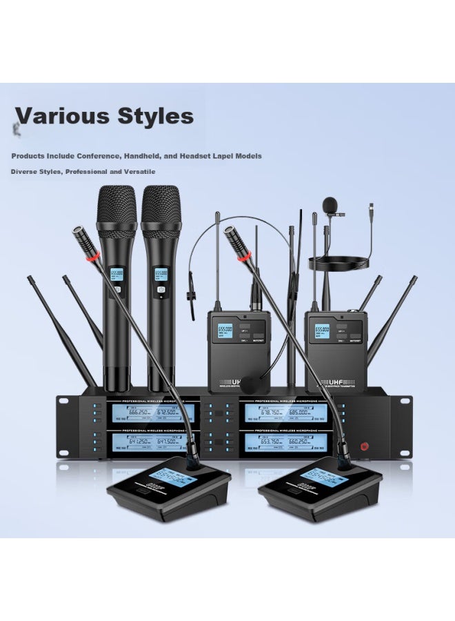 Soaiy Soaiy 8-in-1 Wireless Conference Microphone Uhf Adjustable Frequency Desktop Lavalier Waistpack Microphone For Ktv Stage Performance Speech Hosting Sa-wk16 - Image 4