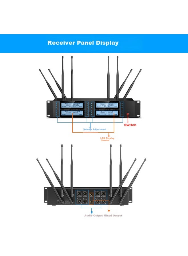 Soaiy Soaiy 8-in-1 Wireless Conference Microphone Uhf Adjustable Frequency Desktop Lavalier Waistpack Microphone For Ktv Stage Performance Speech Hosting Sa-wk16 - Image 5
