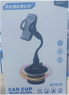 REBENUO 🚗 Rotation Flexible Arm Car Phone Mount for Dashboard, Windshield & Cup Holder | Universal Smartphone Holder with Air Vent Base Support | Strong Suction Grip | 360° Adjustable Gooseneck Arm | Hands-Free Calls & Navigation | Fits Phones 50–90mm | Black  - Image 2
