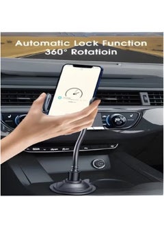REBENUO 🚗 Rotation Flexible Arm Car Phone Mount for Dashboard, Windshield & Cup Holder | Universal Smartphone Holder with Air Vent Base Support | Strong Suction Grip | 360° Adjustable Gooseneck Arm | Hands-Free Calls & Navigation | Fits Phones 50–90mm | Black  - Image 4
