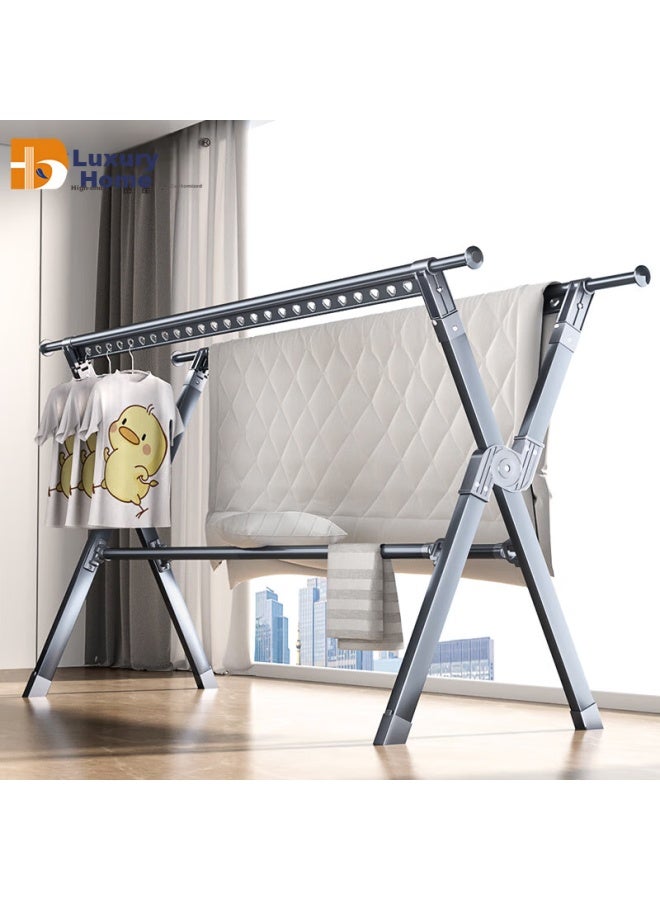 Hkg Folding Aluminum Alloy Clothes Drying Rack, Extendable Indoor Balcony Household Drying Rack For Clothes And Quilts, Clothes Hanger Stand - Image 1