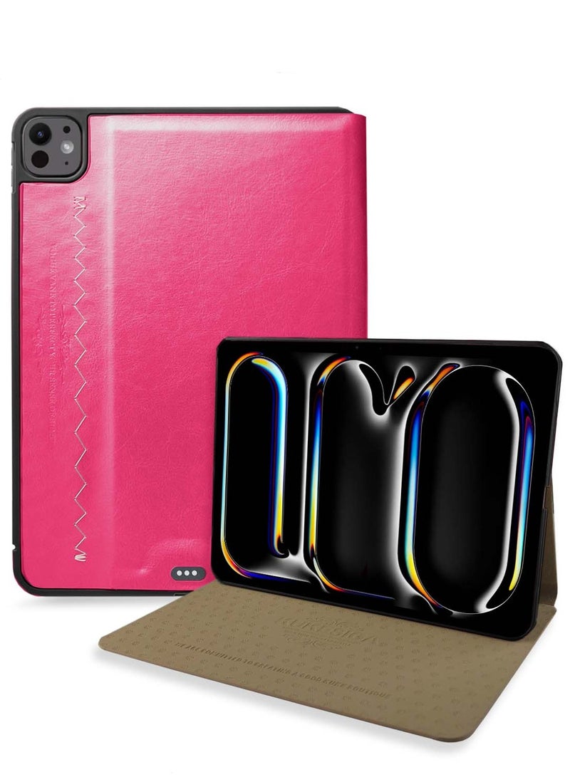 Kuke PU Leather Trifold Stand Flip Case Cover For Apple iPad Pro 13 5G 2024 (7th Generation M4) 13 Inch Pink - Image 1