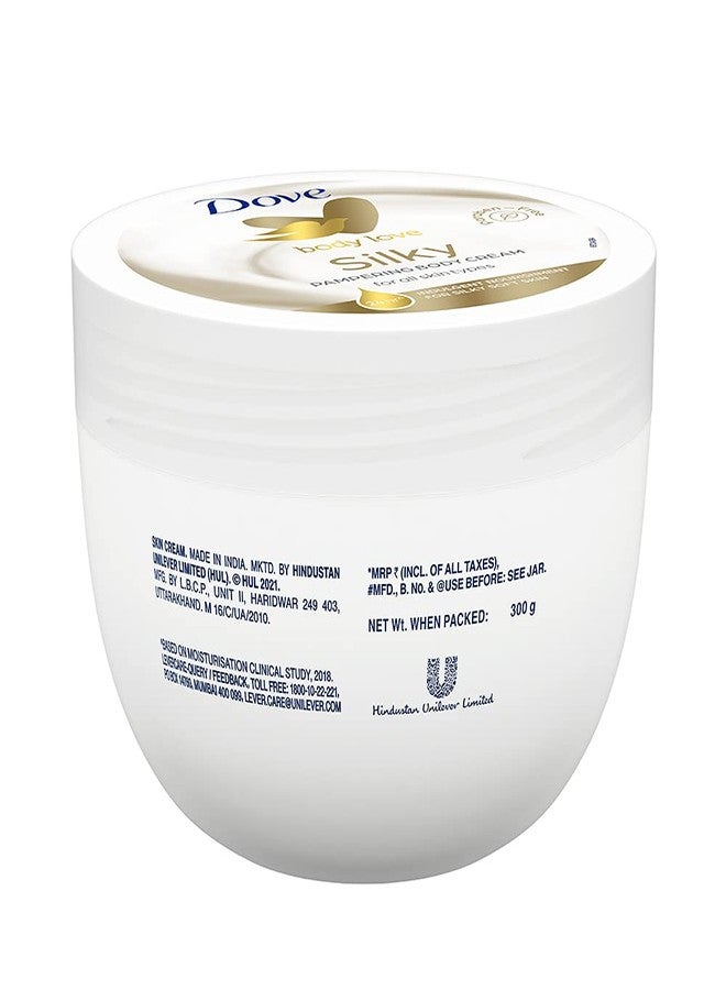 Dove Body Love Silky Pampering Body Cream For All Skin Types Paraben Free, 24hrs Moisturisation With Plant based Moisturiser Silky Soft Skin 300g - Image 2