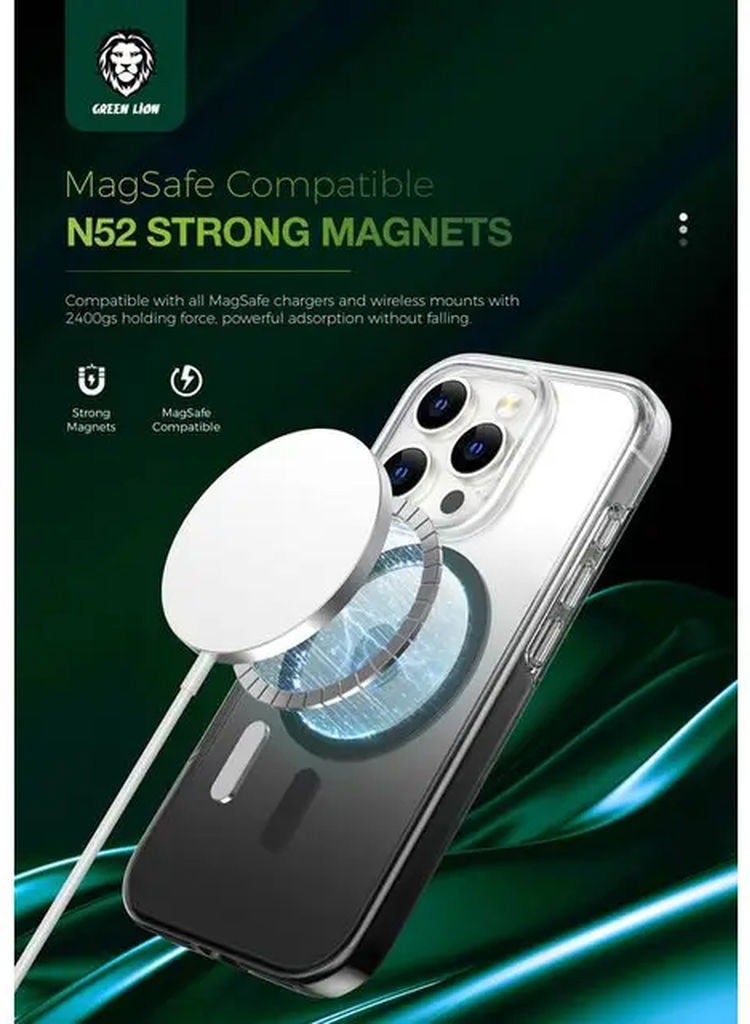 GREEN LION Gradient Powerful Magsafe Case for iPhone 16 Pro / 2400gs Forces / Drop Protection / Antioxidant Layer / Scratch Resistant / Non-Slip Grip / Air Cushion/Yellow Resistant - Black - Image 5