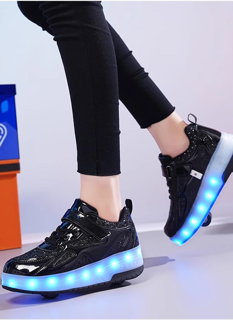 ETG - Unisex Kids Roller Skates Shoes USB Charging, Girls Boys LED Roller Skate Shoes with Double Wheels Retractable Technical Skateboarding - Image 1