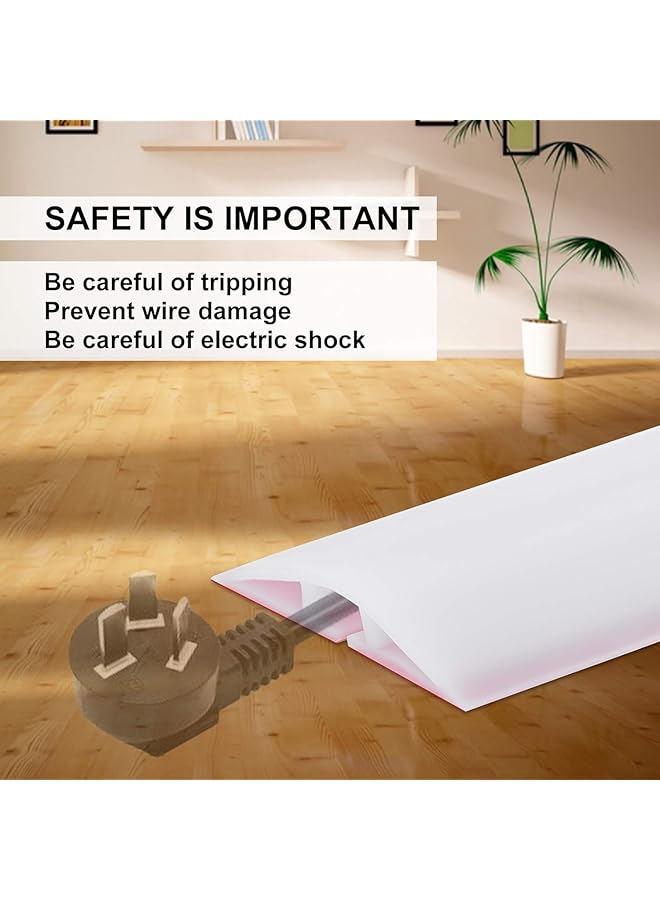 erorex 10Ft Floor Cord Cover 10Ft White Silicone Cable Protector Easy To Install Durable Wire Organizer And Hider For Home Office Garage White - Image 2