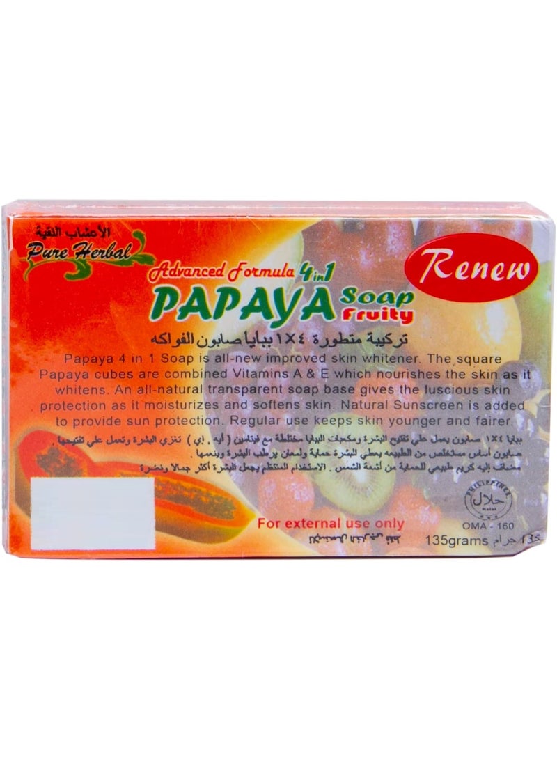Renew 4 In 1 Fruity Papaya Soap Pure Herbal 135G - Image 2