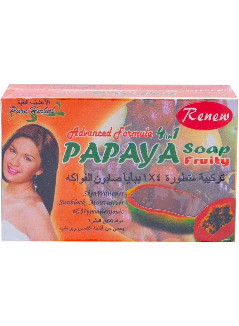 Renew 4 In 1 Fruity Papaya Soap Pure Herbal 135G - Image 1
