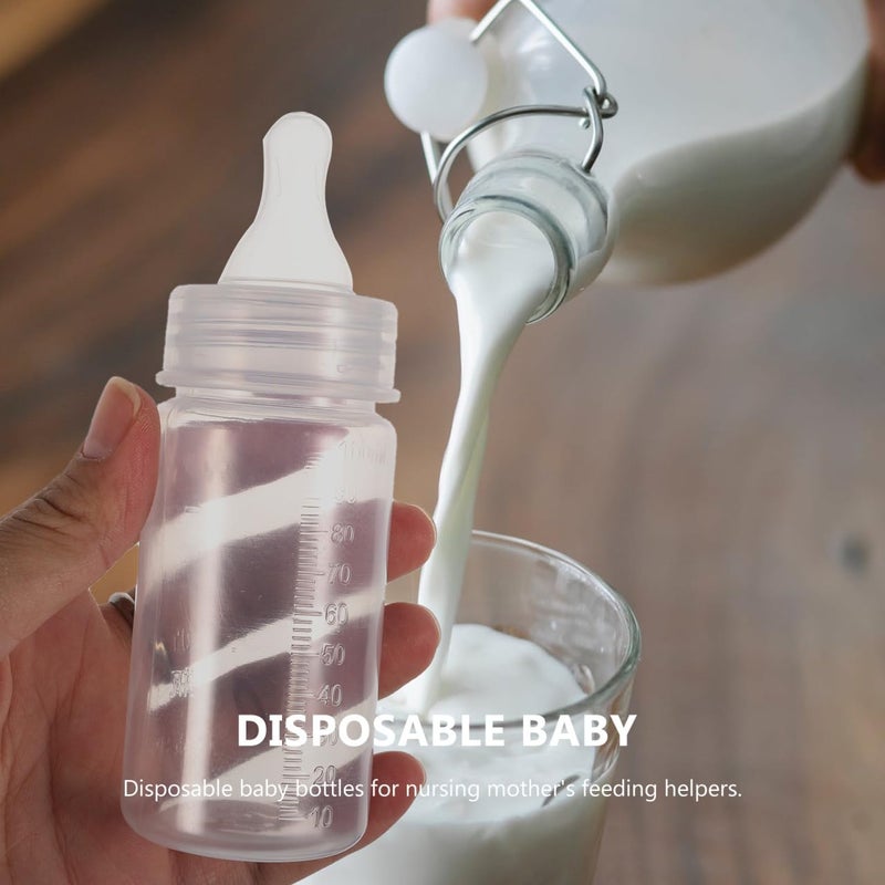 DOITOOL 15 Pcs Disposable Baby Bottles for Travel 100ml Plastic Baby Bottles Newborn Bottles with Scale Milk Bottles Classic Clear Neck for Baby Shower Game - Image 3