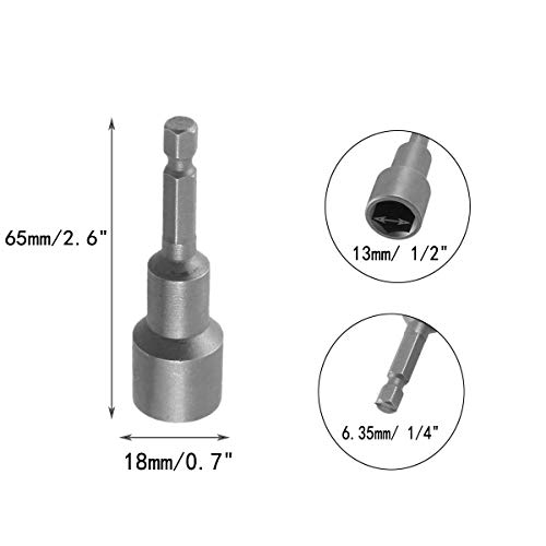 COMOK 13mm Hex Socket Magnetic Power Nut Driver Setters Bits 1/4" Hex Shank Metric Socket Wrench Screw Length 65mm Hex Short Nut Setter 10Pcs - Image 3