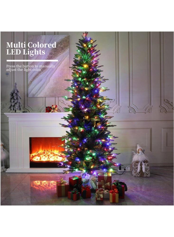 جيجيرو شجرة عيد الميلاد المضاءة مسبقًا على شكل قلم رصاص بطول 3.9 قدم، شجرة صناعية رفيعة بمفصلات مع 252 فرعًا من مادة البولي فينيل كلوريد (PVC PE)، 120 مصباح LED، شجرة عيد الميلاد الصناعية على شكل قلم رصاص، سهلة التركيب - Image 4