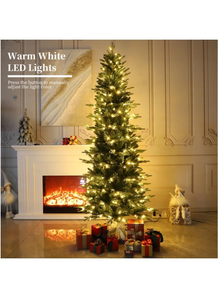 جيجيرو شجرة عيد الميلاد المضاءة مسبقًا على شكل قلم رصاص بطول 3.9 قدم، شجرة صناعية رفيعة بمفصلات مع 252 فرعًا من مادة البولي فينيل كلوريد (PVC PE)، 120 مصباح LED، شجرة عيد الميلاد الصناعية على شكل قلم رصاص، سهلة التركيب - Image 5