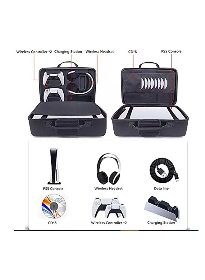 Storage Bag For PS5-Shockproof Hard Shell Bag- Luxury Waterproof Shoulder Bag For Playstation 5,Console & Accessories Storage Organizer (black)  - Image 3