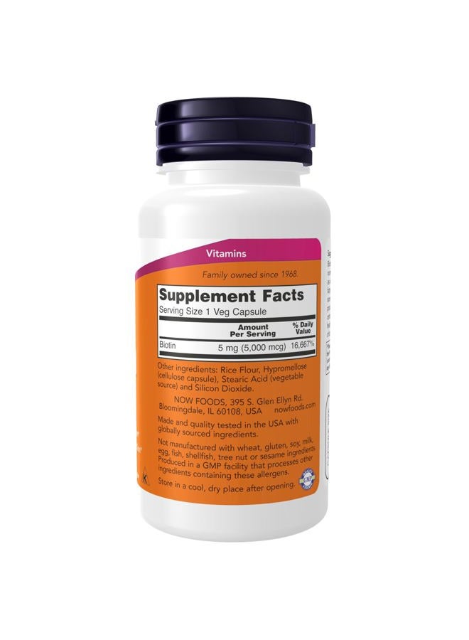 now Supplements, Biotin 5,000 mcg, Amino Acid Metabolism*, Energy Production*, 60 Veg Capsules - Image 2