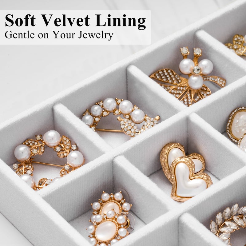 pickpiff Velvet Jewelry Drawer Organizer Trays â€“ Large White Stackable Jewelry Storage Inserts Set, 4-Layer Jewelry Tray Set for Earrings, Rings, Necklaces, Bracelets with Removable Dividers for Dresser,Vanity - Image 3