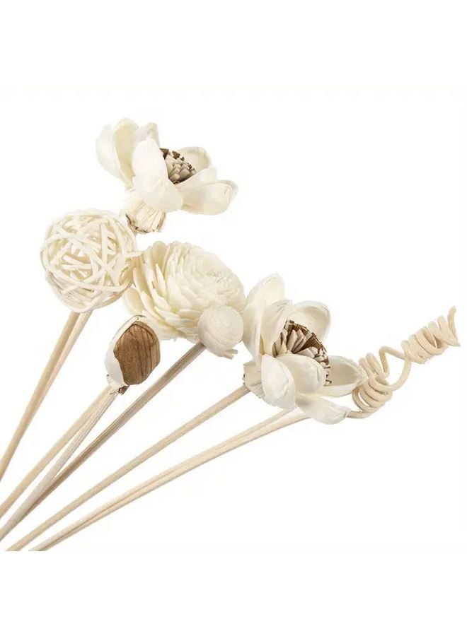 8pcs Lotus Flower Reed Diffuser Set Natural Rattan Wood Home Fragrance Sticks - Image 1