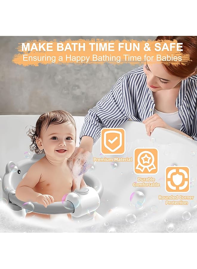 Paporich Baby Bath Seat For Babies 6 Months & Up Non Slip Toddler Bath Seats For Babies Sitting Up Safe Infant & Newborn Bathtub Chair With 4 Suction Cups & Soft Cushion For Shower Gray - Image 3