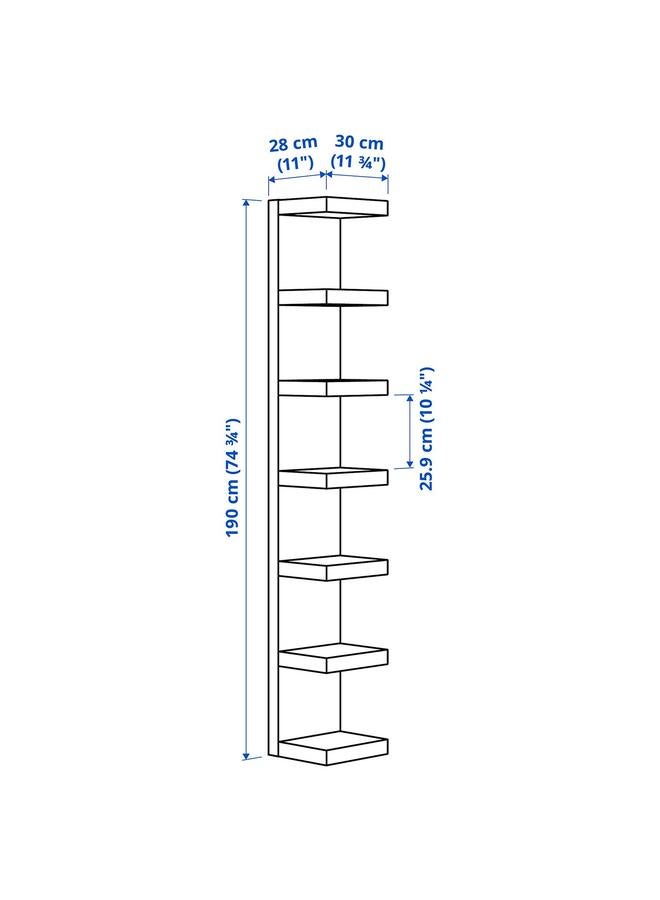 زبون وحدة رفوف حائطية، أبيض، 30×190 سم - Image 5