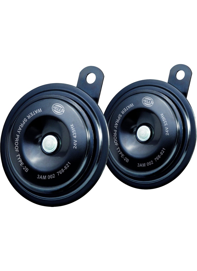 HELLA Hella 002768821 Black 92mm 24V Disc Horn Kit (Universal Fit)  - Image 1