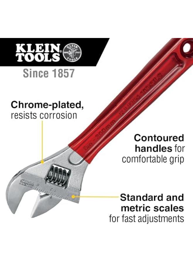 Klein Tools D507 8 Adjustable Wrench Extra Capacity Jaw Forged Drive Wrench With High Polish Chrome Finish 8 Inch - Image 2