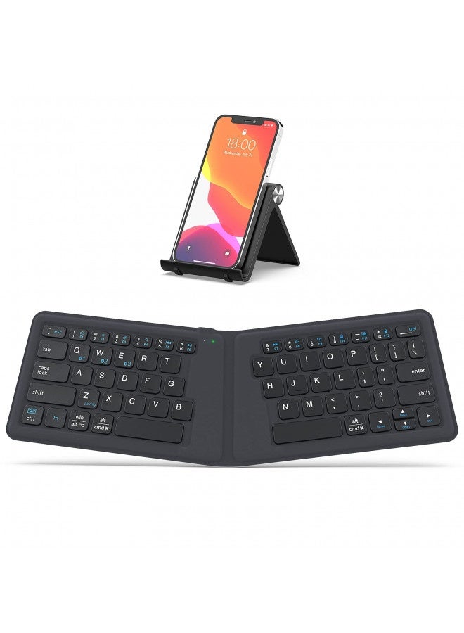 iClever لوحة مفاتيح محمولة، Iclever Bk06 لوحة مفاتيح بلوتوث قابلة للطي، لوحة مفاتيح لاسلكية متعددة الأجهزة قابلة للطي، تصميم فائق النحافة مريح مع حامل لجهاز آيفون، آيباد، هاتف ذكي، جهاز لوحي، لابتوب - Image 2