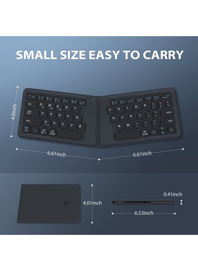 iClever لوحة مفاتيح محمولة، Iclever Bk06 لوحة مفاتيح بلوتوث قابلة للطي، لوحة مفاتيح لاسلكية متعددة الأجهزة قابلة للطي، تصميم فائق النحافة مريح مع حامل لجهاز آيفون، آيباد، هاتف ذكي، جهاز لوحي، لابتوب - Image 5