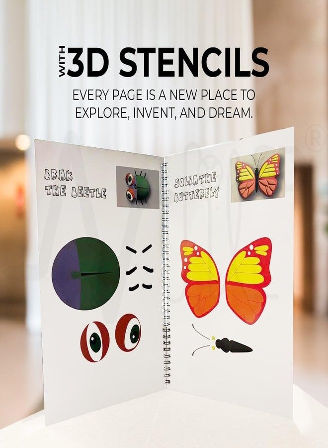 Nfil3D 3D Pen Printing Drawing Book | 20 Pages of Stencil with Reusable Colorful 11Patterns Creature Stencil with Story |Thick Paper Template for 3D Pen Drawing Book for Kids - Image 2