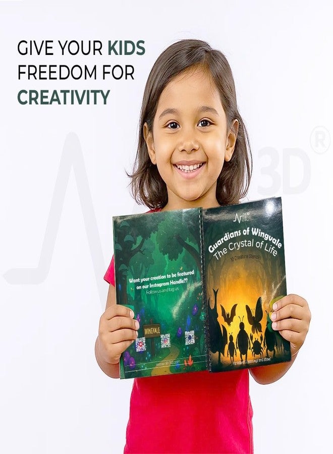 Nfil3D 3D Pen Printing Drawing Book | 20 Pages of Stencil with Reusable Colorful 11Patterns Creature Stencil with Story |Thick Paper Template for 3D Pen Drawing Book for Kids - Image 5