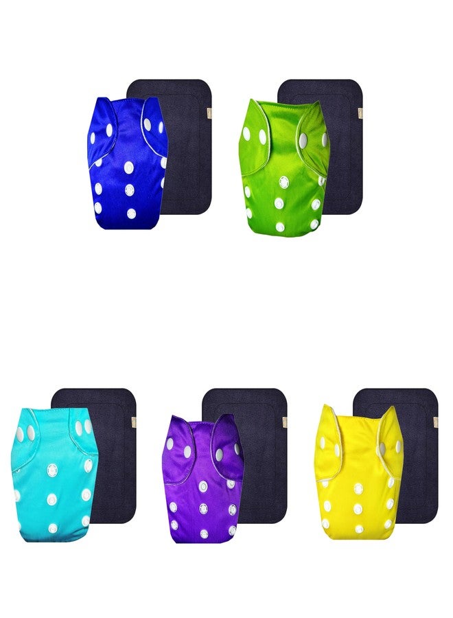 Dumbledo Lite Cloth Diaper with Black Insert (Pack of 5) | Soft & Gentle | 6-Layer Absorbent Pad | Quick Dry | All-Day Wear | 3 Months - 2 Years | Unisex Baby - Image 1