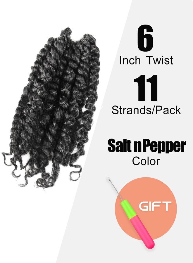 KAVSORAPI Passion Twist Hair,6 Inch Passion Twist Braiding Hair,Short Pre Looped Crochet Twist Jumbo Pre-twisted Two Strand Braids 8 Packs (Salt and Pepper) - Image 2