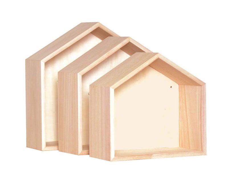 Artemio wooden shelves Wood 30x30x10 cm 27x265x10 cm 24x225x10 cm