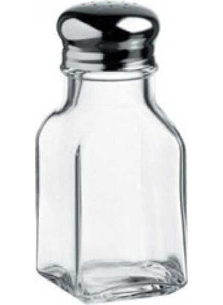 Salt Shaker with Metal Lid and Square Bottom Single