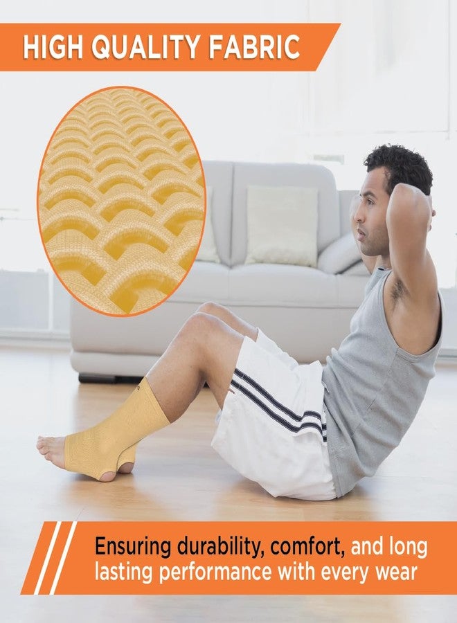 Vissco Anklet, Ankle Support for Injured Ankles, Arthritic Pain, Swelling, Stiff Joints, Pain Reliever for Strained or Sprained Ankles - Large (Beige) - Image 4