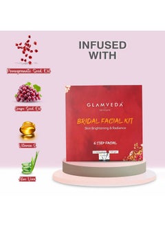 Glamveda Bridal Facial Kit 6 Steps 120 Gm One Stop Solution For Bright & Radiant Skin Evens Skin Tone  - Image 3