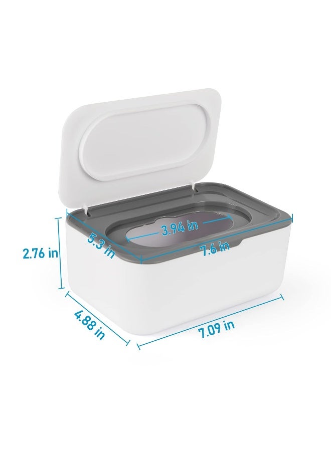Flenpptly 2 Pack Baby Wipes Dispenser, Wipes Case Baby Wipe Holder Keeps Wipes Fresh, Non-Slip, Easy Open & Close (Grey and Blue) - Image 2