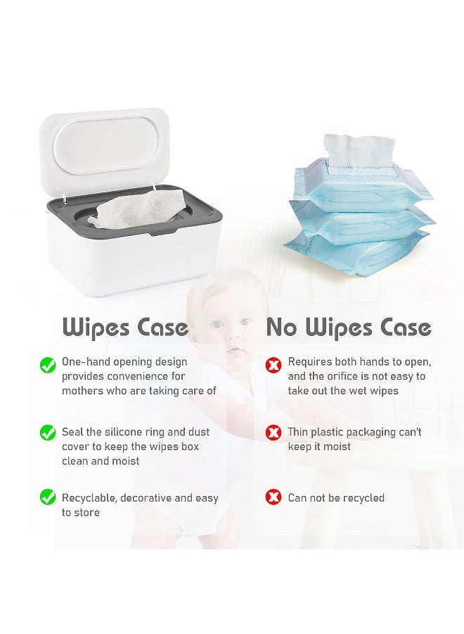 Flenpptly 2 Pack Baby Wipes Dispenser, Wipes Case Baby Wipe Holder Keeps Wipes Fresh, Non-Slip, Easy Open & Close (Grey and Blue) - Image 3