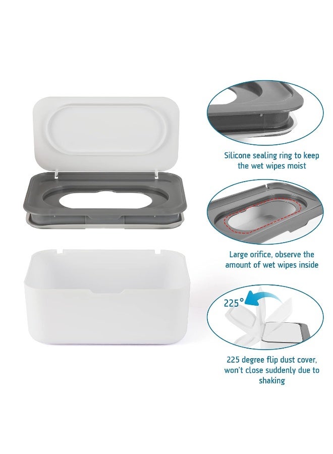 Flenpptly 2 Pack Baby Wipes Dispenser, Wipes Case Baby Wipe Holder Keeps Wipes Fresh, Non-Slip, Easy Open & Close (Grey and Blue) - Image 4
