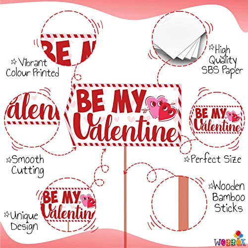Wobbox Valentine Party Photo Booth Props for Couples, Happy Valentine Props for Photoshoot, Valentine Party Decoration, Valentine Day Party Decorations Items (Red & Light Pink- 29 Pcs) - Image 4